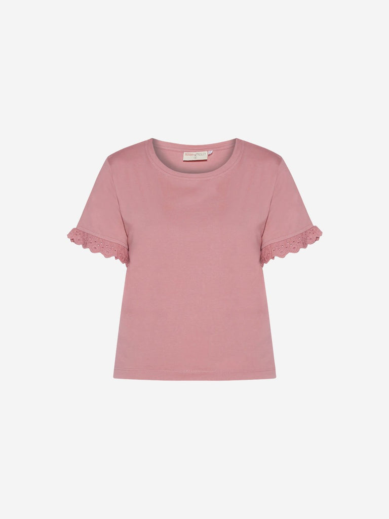 Bombay Paisley Dull Pink Broderie Anglaise Top