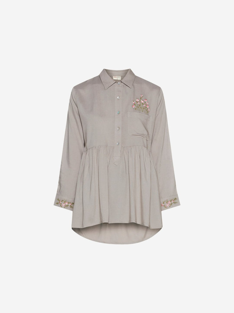 Bombay Paisley Grey High-Low Blouse