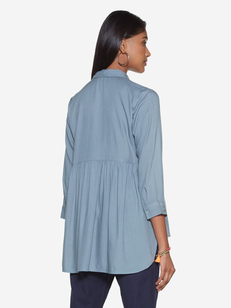 Bombay Paisley Blue High-Low Blouse