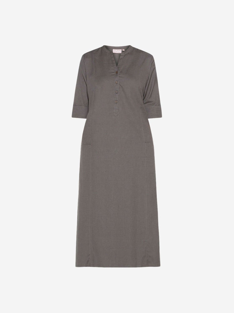 Utsa Grey Cotton-Linen Straight Kurta