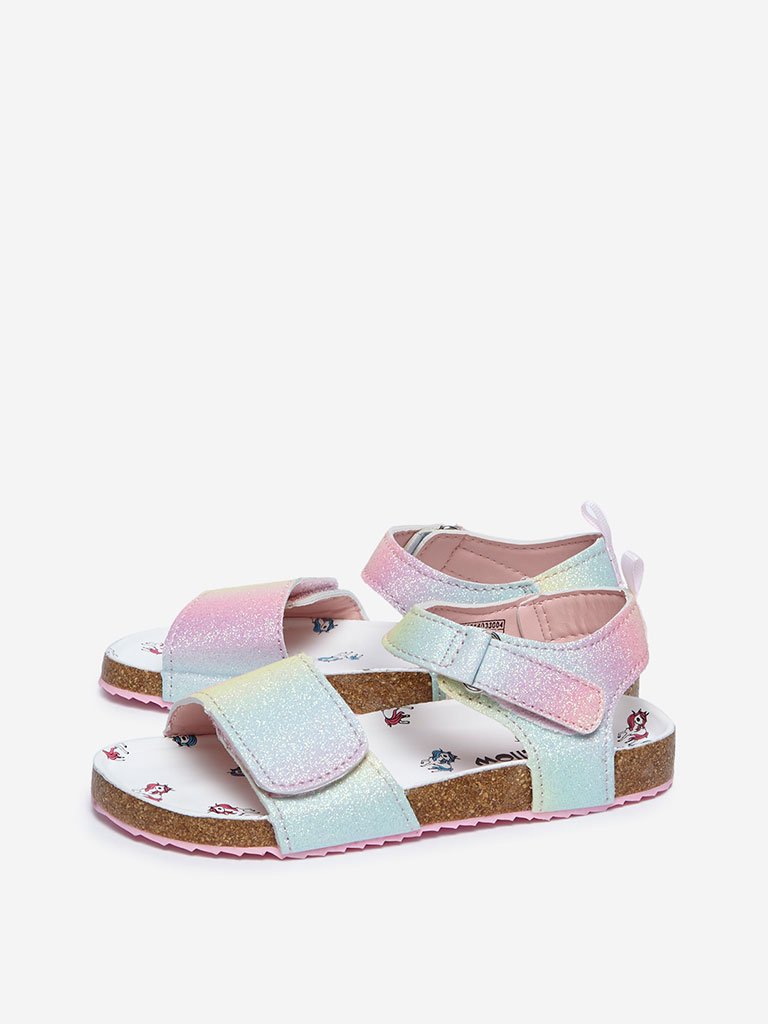 Yellow Multicolour Glitter Unicorn Sandals