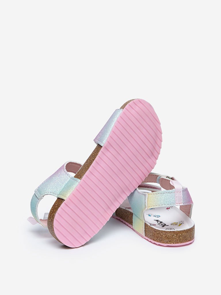 Yellow Multicolour Glitter Unicorn Sandals