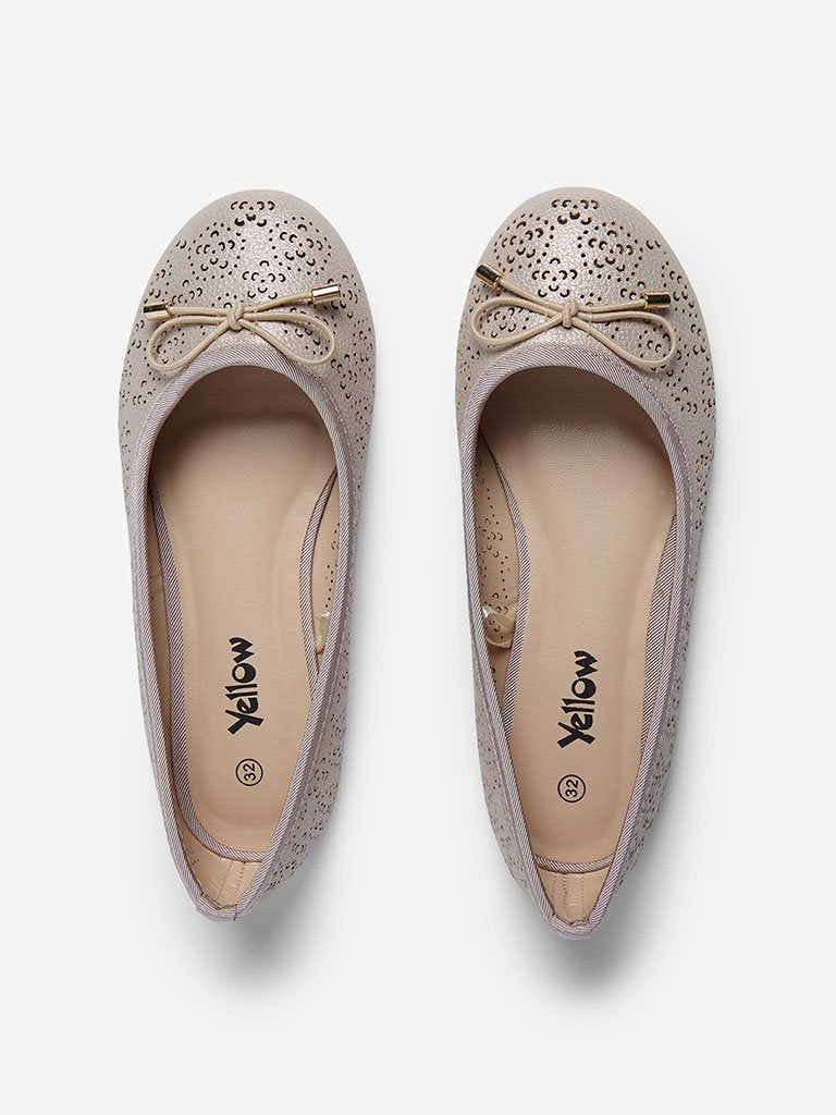 Yellow Rose Gold Floral Ballet Flats