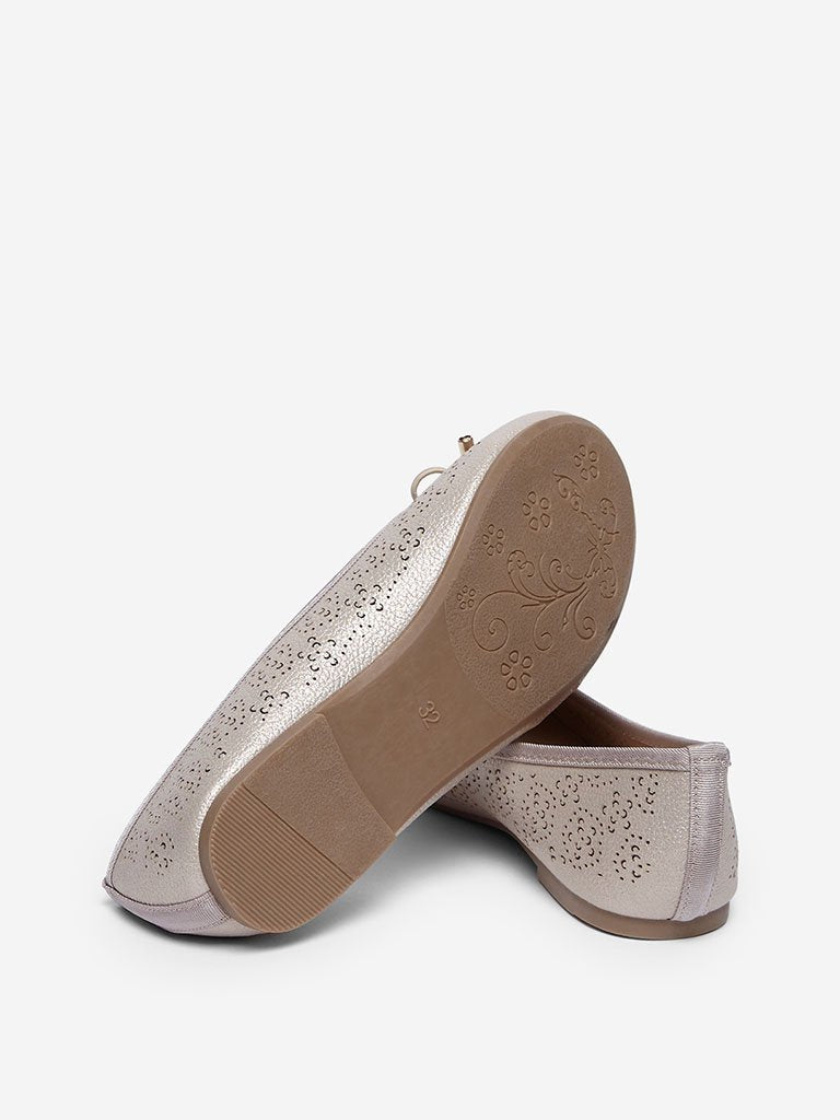 Yellow Rose Gold Floral Ballet Flats