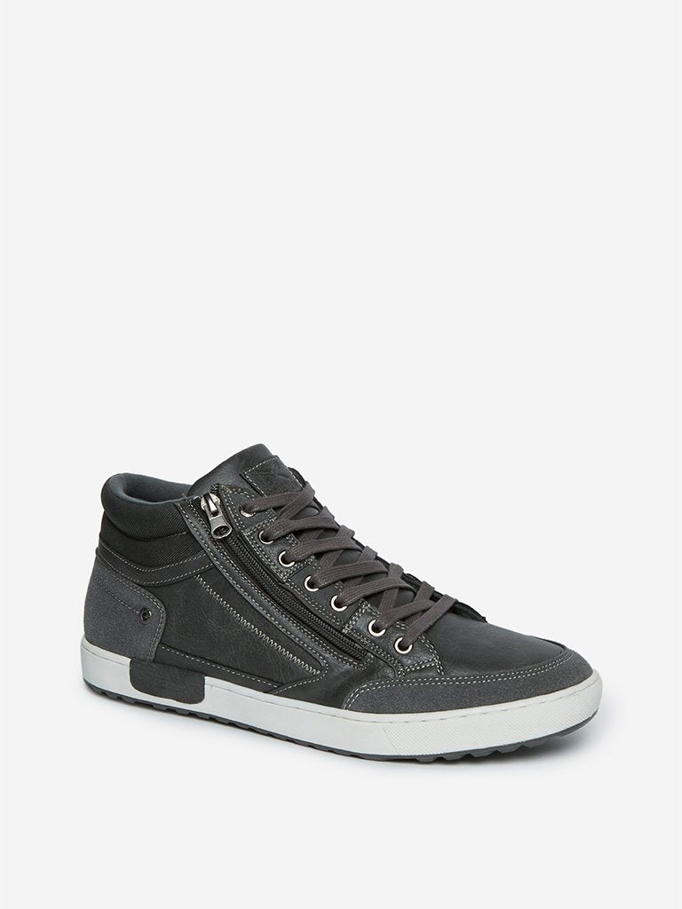 SOLEPLAY Grey Zippered High-Top Sneakers