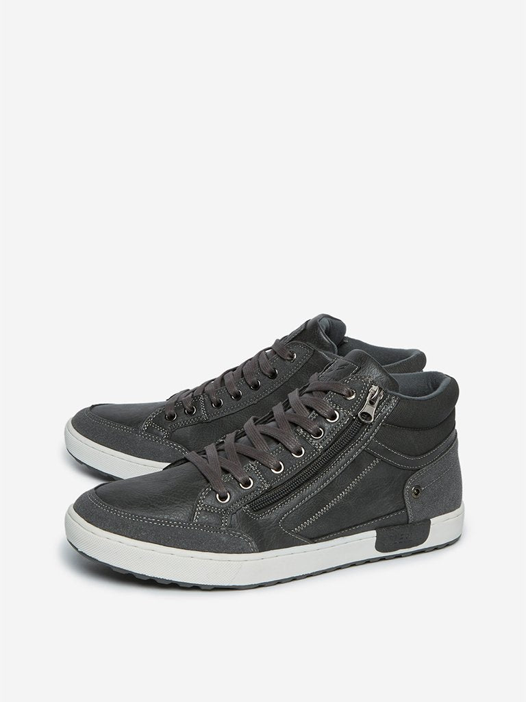 SOLEPLAY Grey Zippered High-Top Sneakers