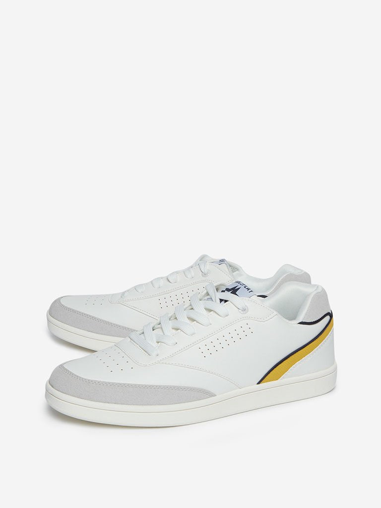 SOLEPLAY White Perforated Pattern Sneakers