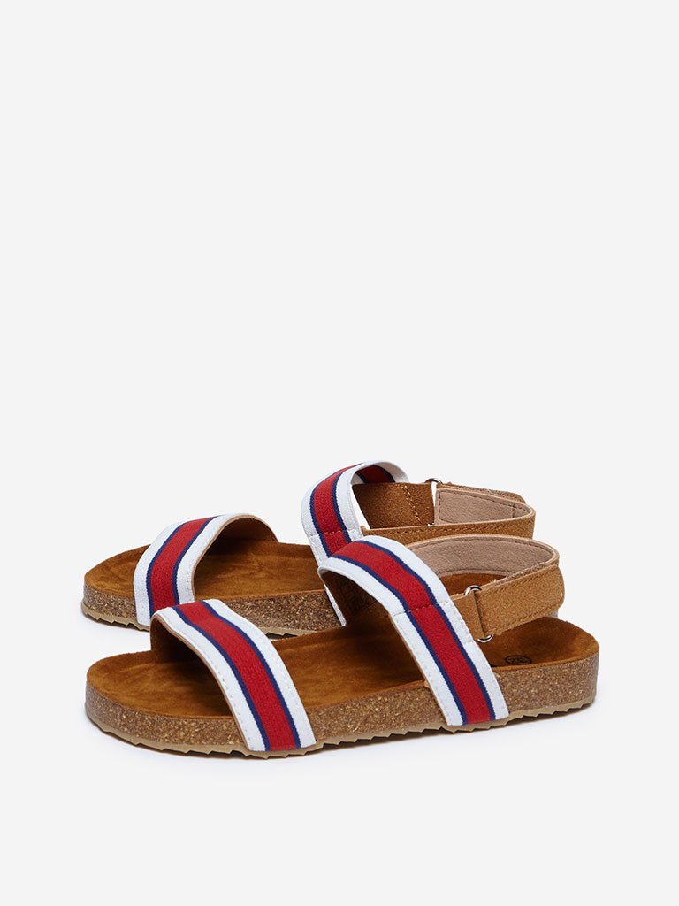 Yellow Brown Striped Sandals