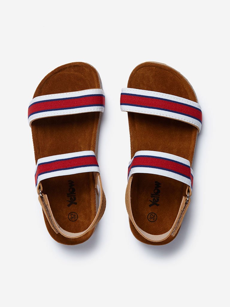 Yellow Brown Striped Sandals