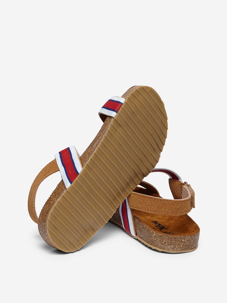 Yellow Brown Striped Sandals
