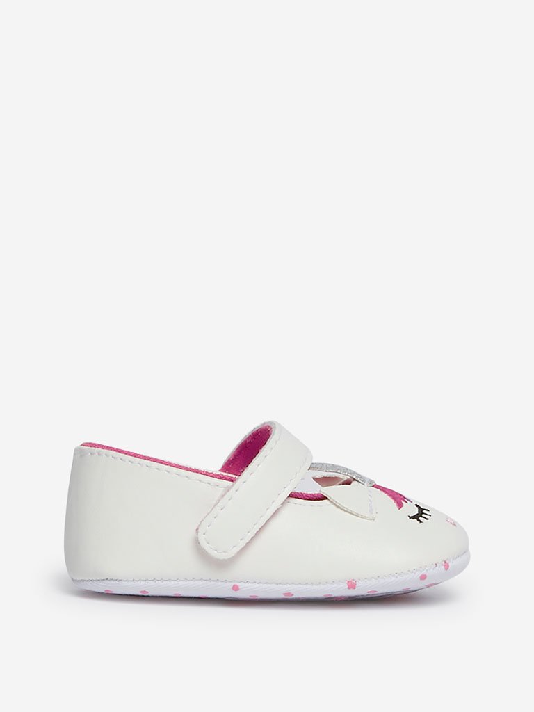 Yellow Kids White Unicorn Mary-Jane Shoes