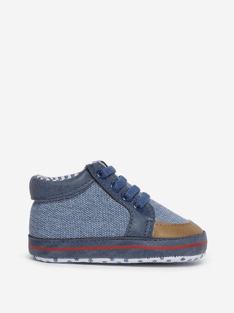 Yellow Kids Blue Lace-Up Sneakers