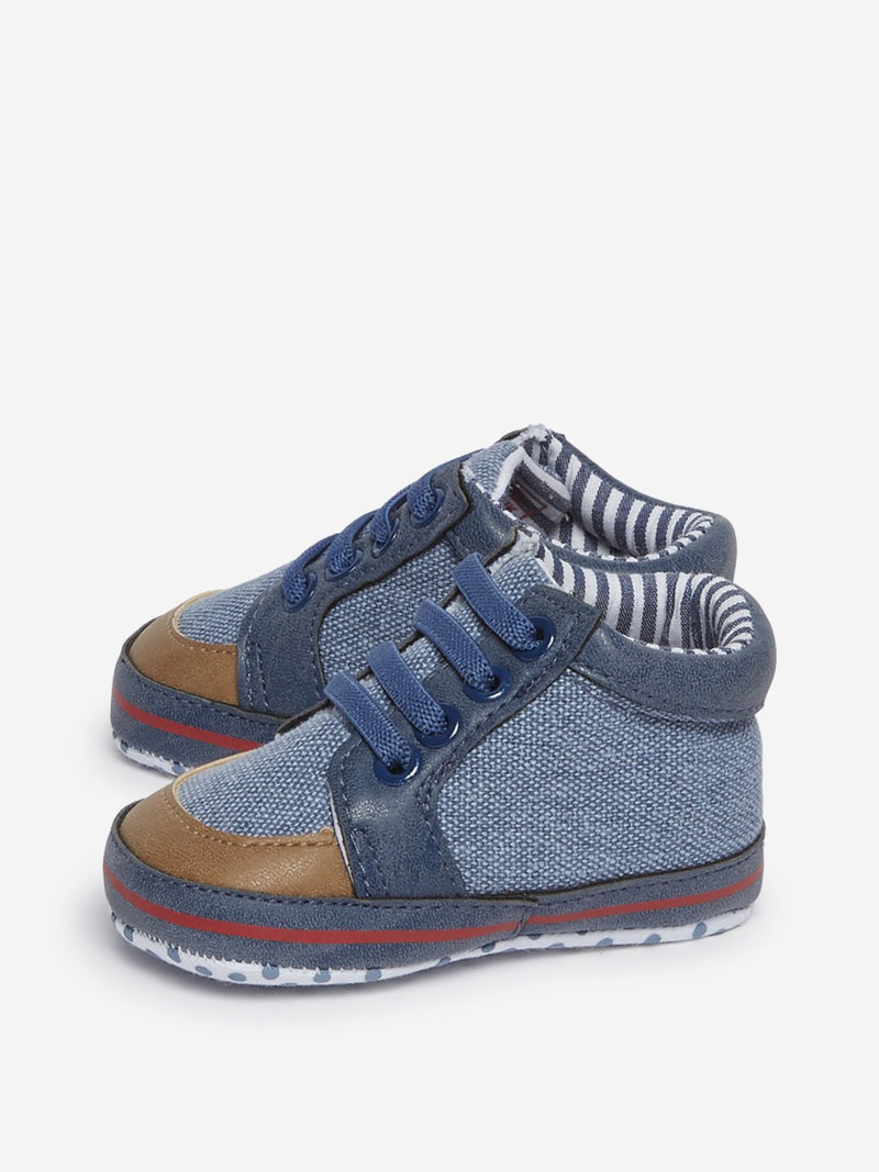 Yellow Kids Blue Lace-Up Sneakers