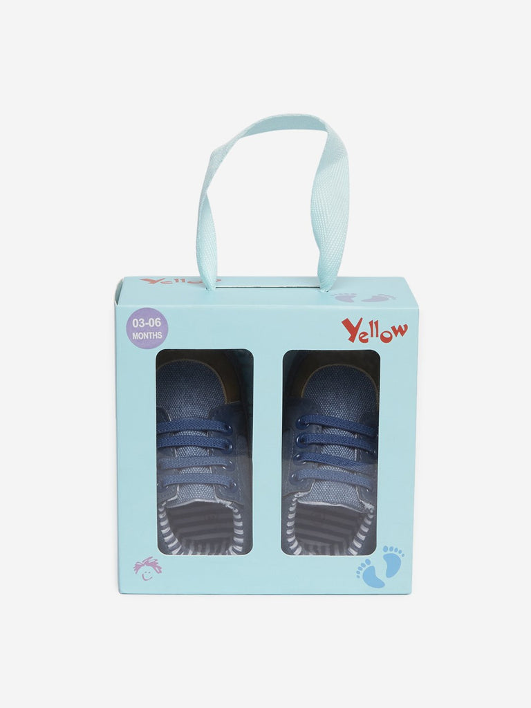 Yellow Kids Blue Lace-Up Sneakers