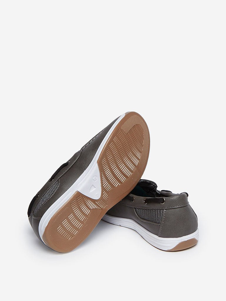 Yellow Kids Dark Grey Slip-On Loafers