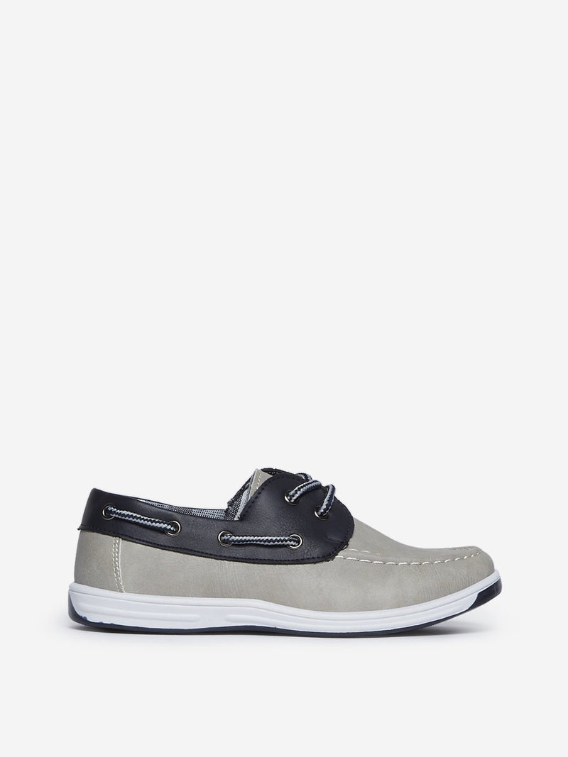 Yellow Kids Grey Lace-Up Boat Shoes
