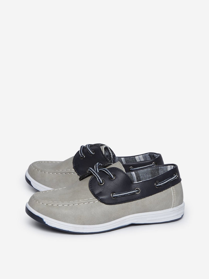 Yellow Kids Grey Lace-Up Boat Shoes