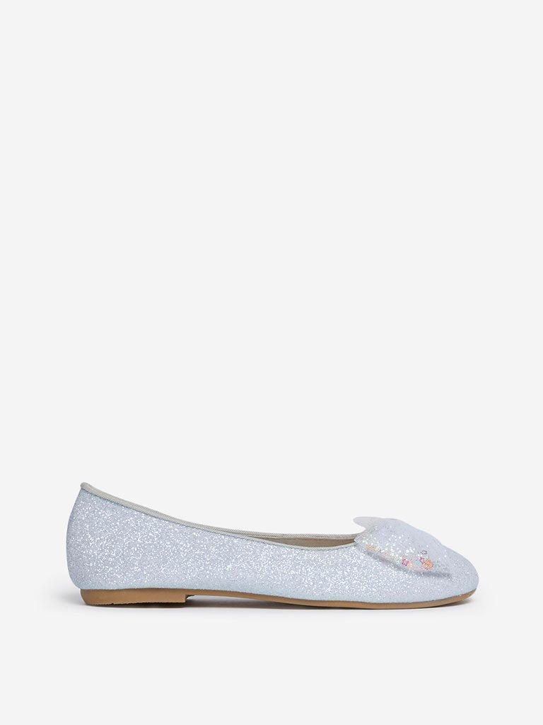 Yellow Kids White Bow Detailed Ballet Flats