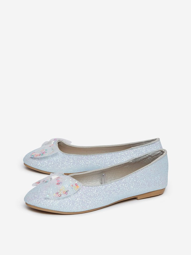 Yellow Kids White Bow Detailed Ballet Flats