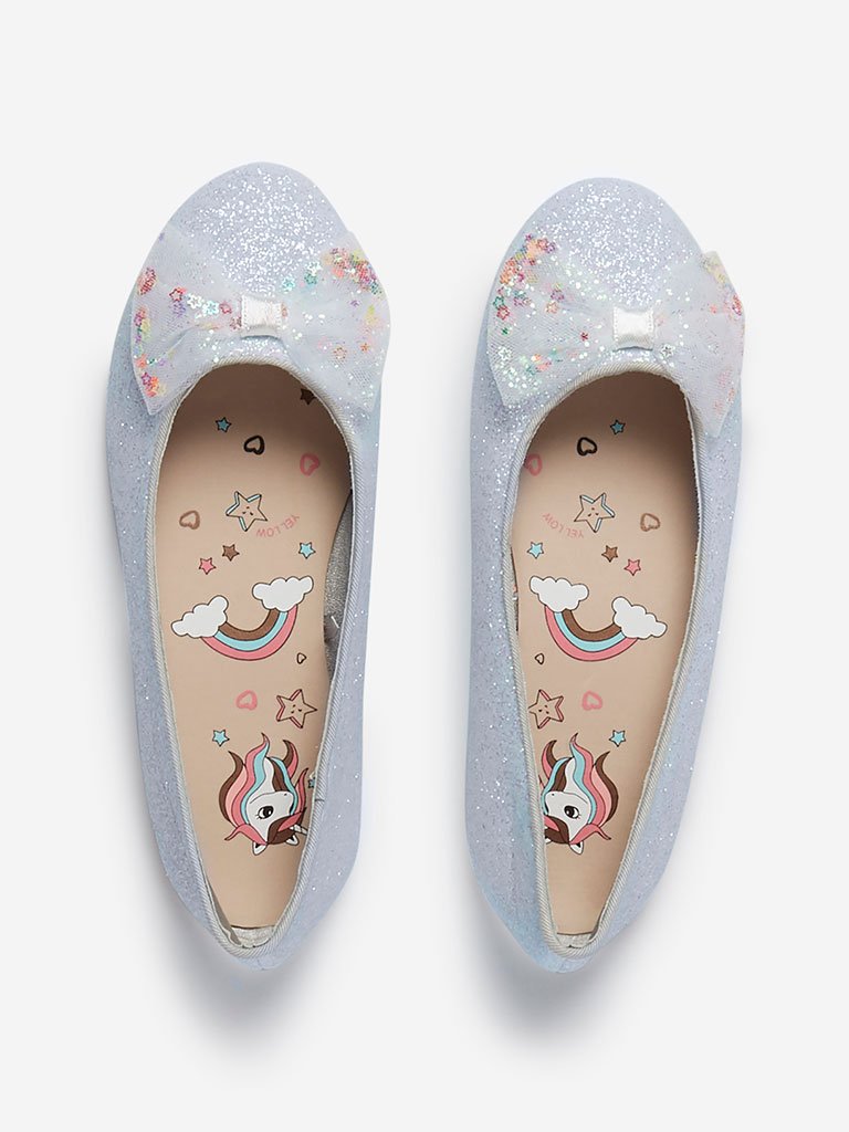 Yellow Kids White Bow Detailed Ballet Flats