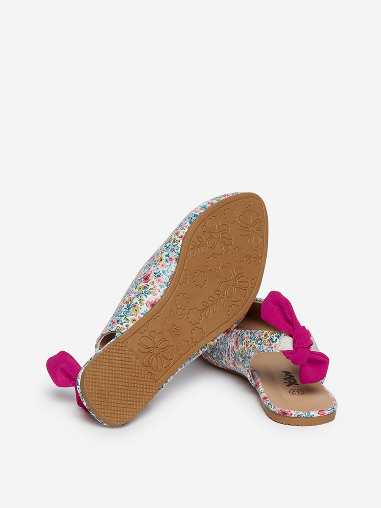 Yellow Kids Multicolour Floral Slingback Flats