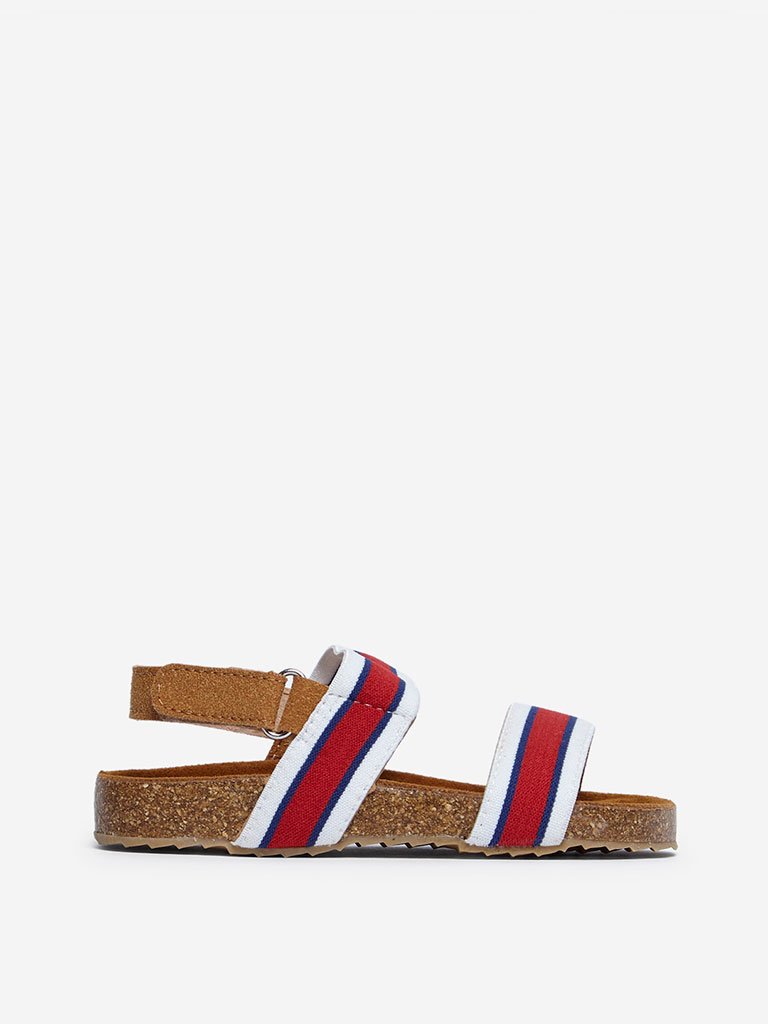 Yellow Brown Striped Sandals