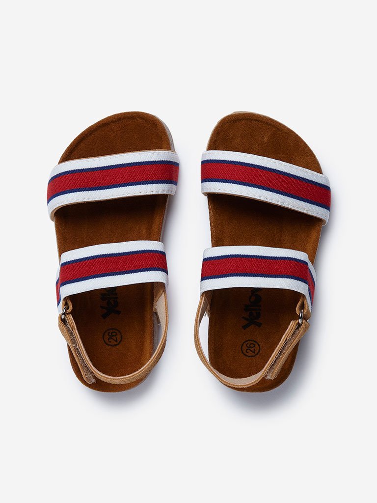 Yellow Brown Striped Sandals