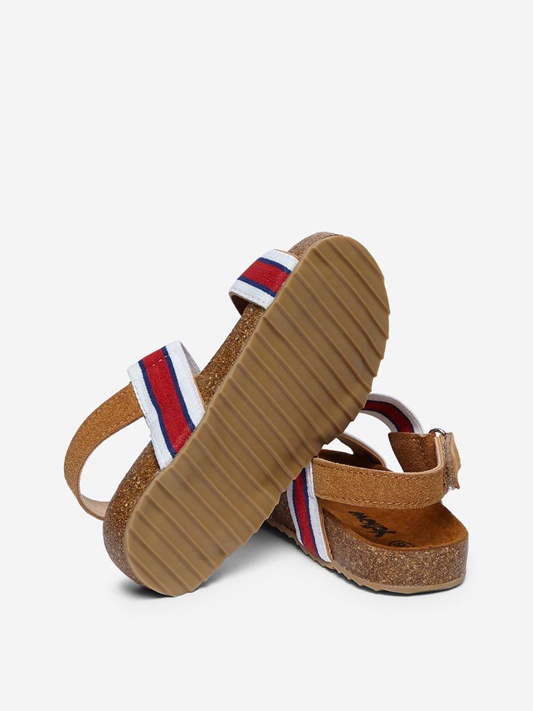 Yellow Brown Striped Sandals