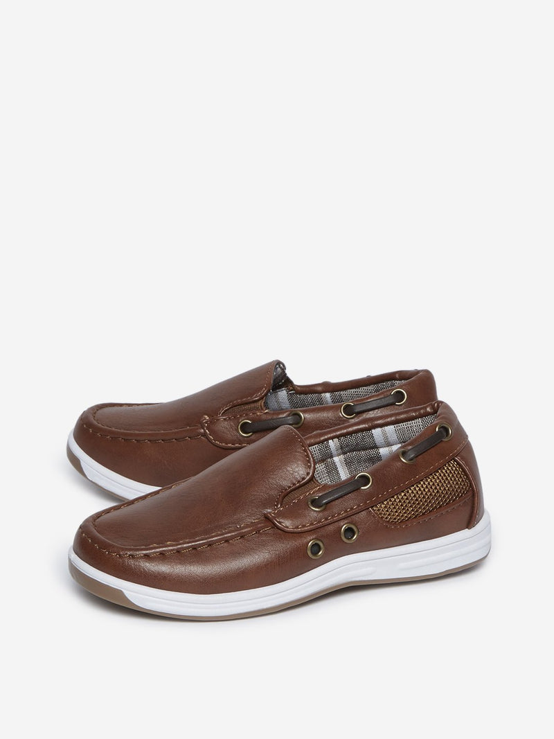 Yellow Kids Tan Faux-Leather Loafers