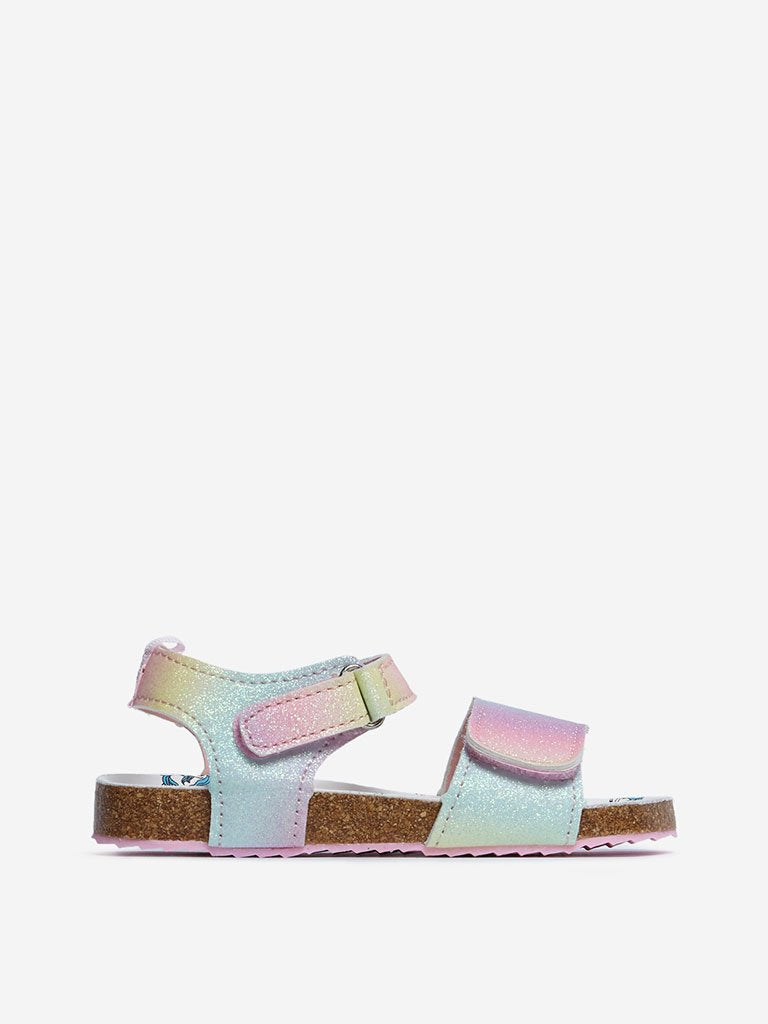 Yellow Multicolour Glitter Unicorn Sandals