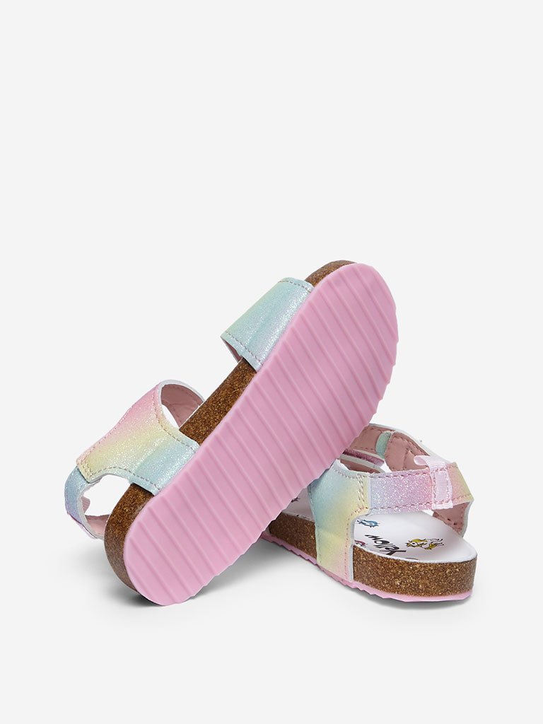 Yellow Multicolour Glitter Unicorn Sandals
