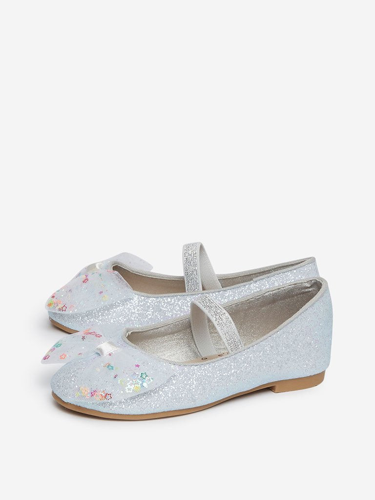 Yellow Kids White Bow Detailed Mary-Jane Shoes