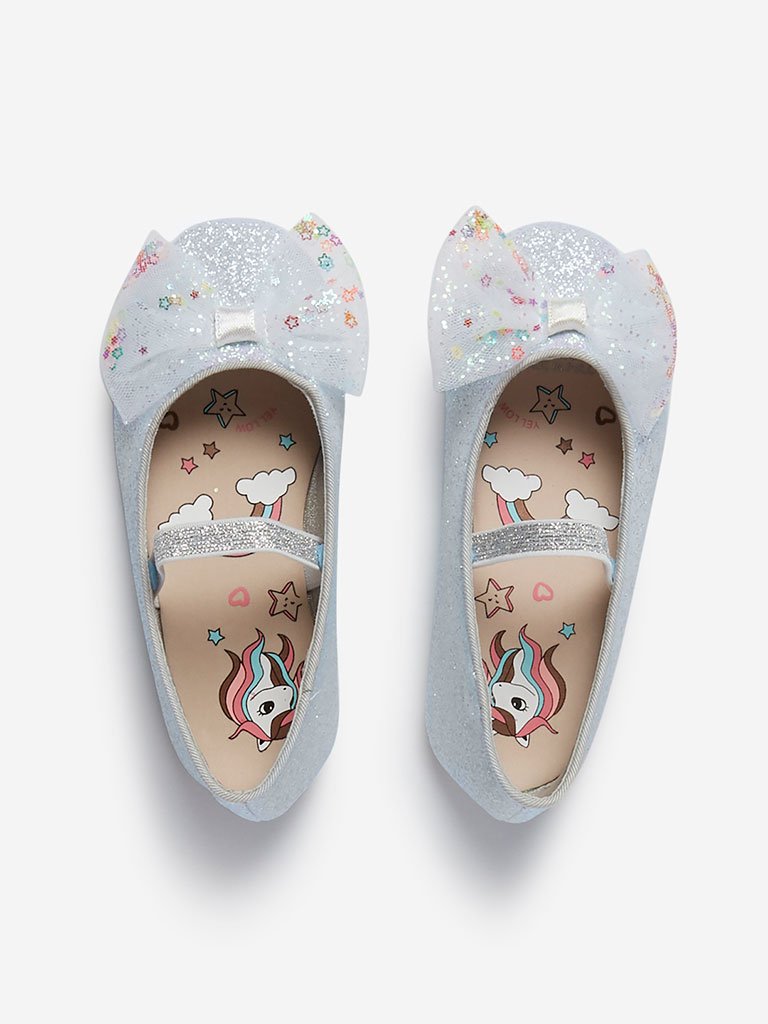 Yellow Kids White Bow Detailed Mary-Jane Shoes