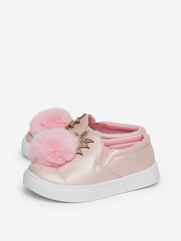 Yellow Kids Pink Faux-Leather Loafers