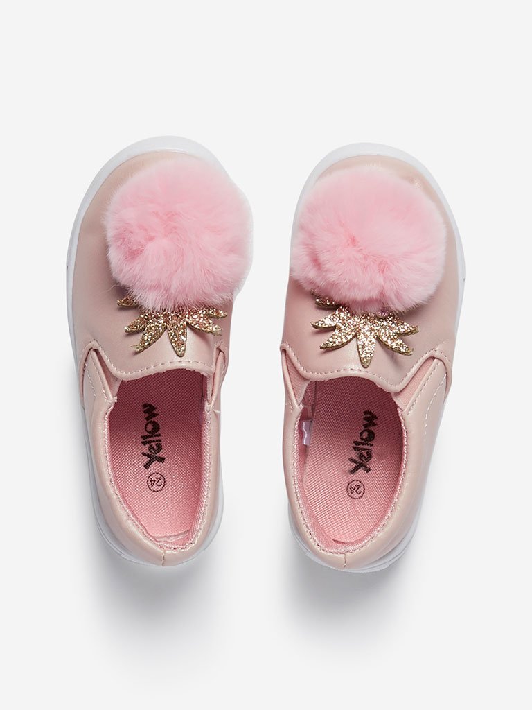 Yellow Kids Pink Faux-Leather Loafers