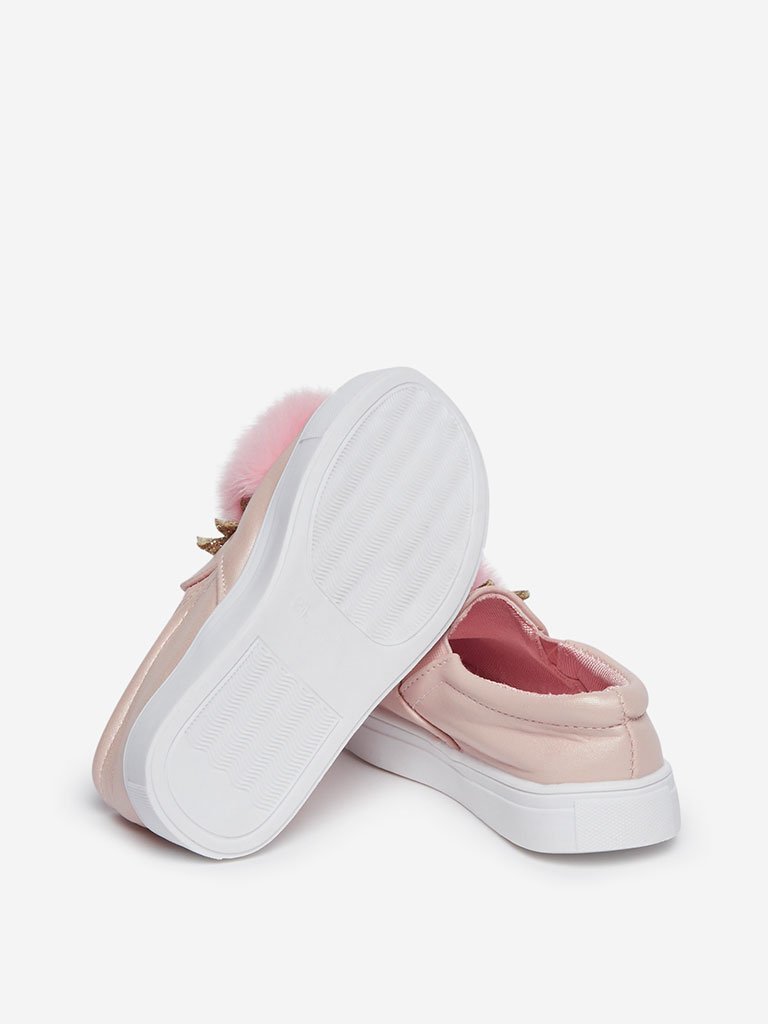 Yellow Kids Pink Faux-Leather Loafers