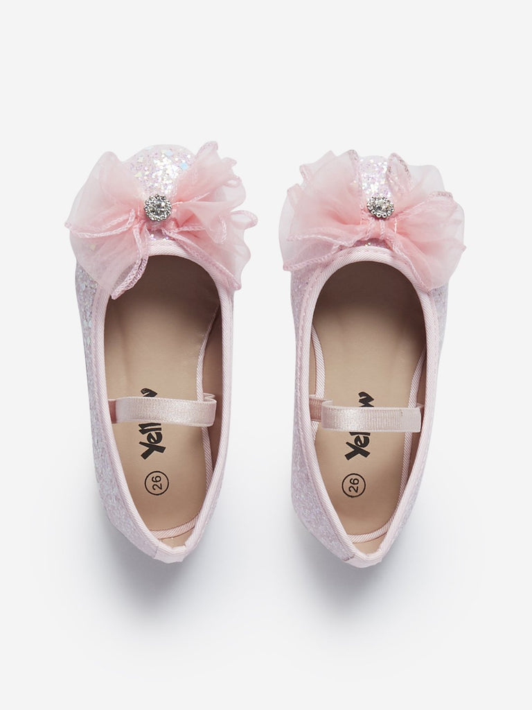 Yellow Kids Pink Bow Mary-Jane Shoes