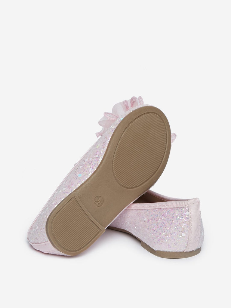 Yellow Kids Pink Bow Mary-Jane Shoes