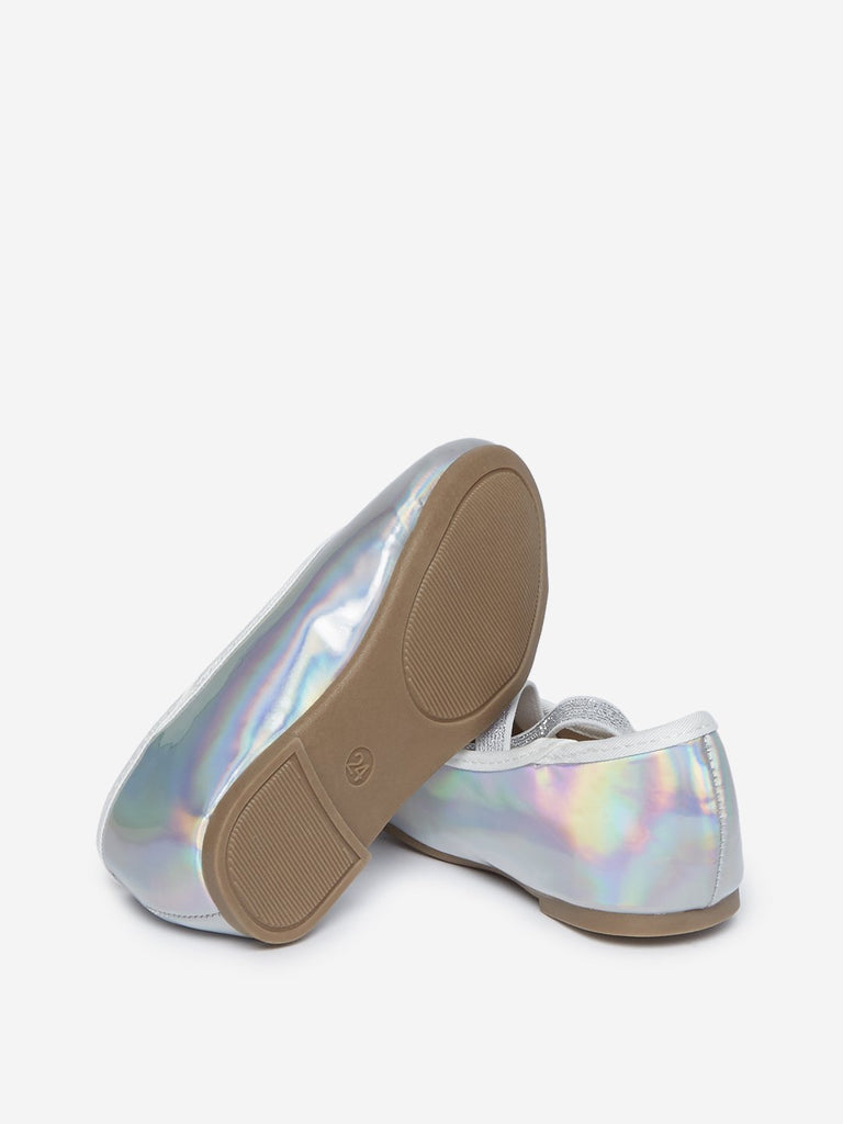 Yellow Kids Silver Iridescent Ballet Shoes