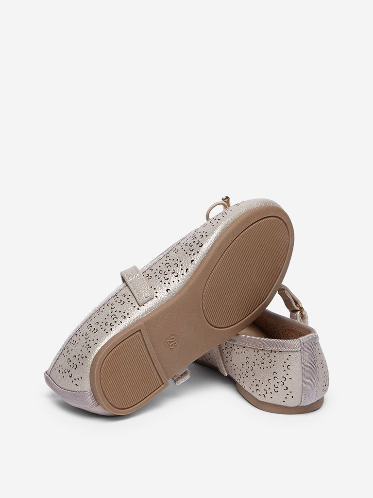 Yellow Rose Gold Floral Mary-Jane Shoes