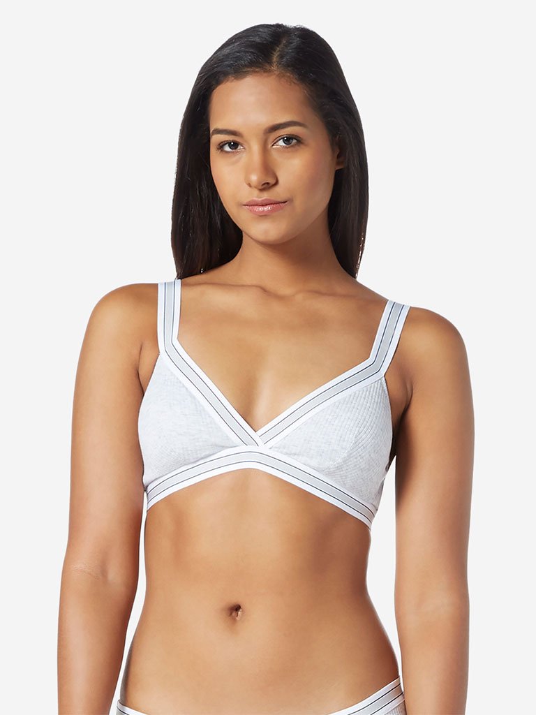 Wunderlove Grey Padded Ribbed Superstar Bra