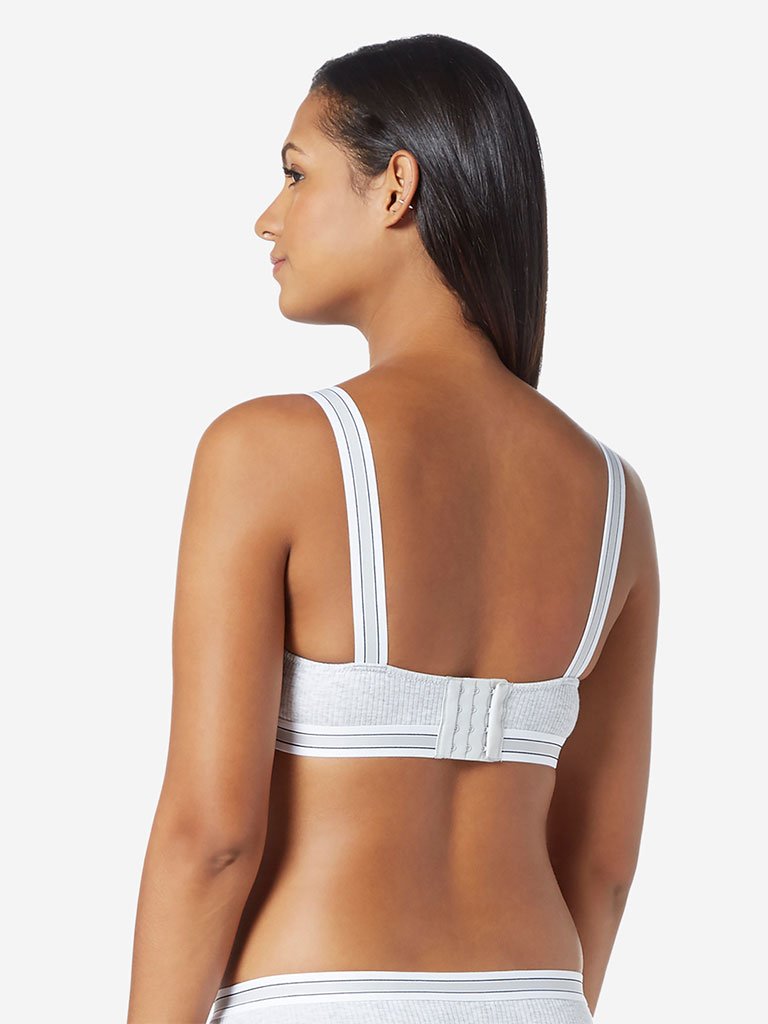 Wunderlove Grey Padded Ribbed Superstar Bra