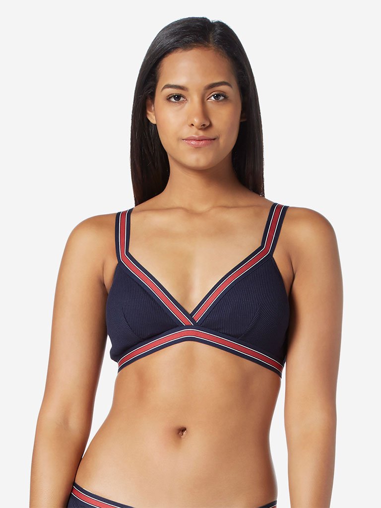 Wunderlove Navy Padded Ribbed Superstar Bra