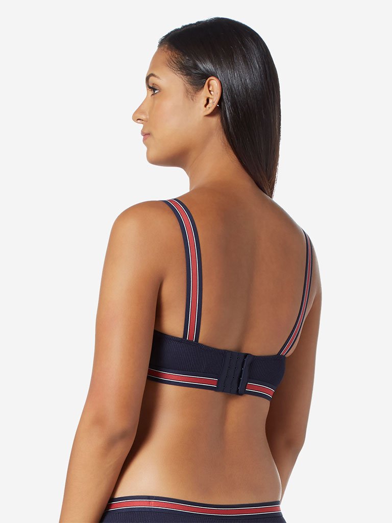 Wunderlove Navy Padded Ribbed Superstar Bra