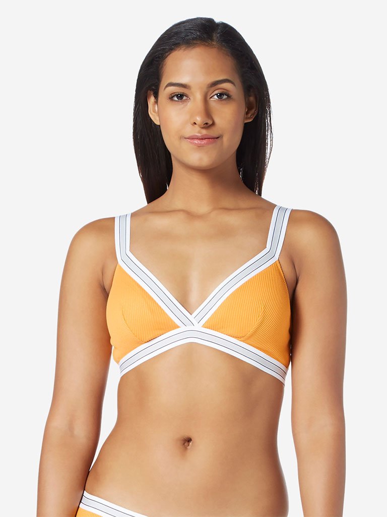 Wunderlove Mustard Padded Ribbed Superstar Bra