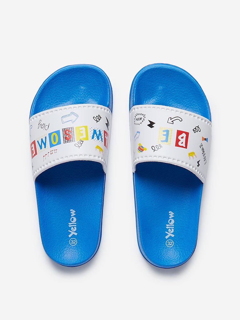 Yellow Kids Blue Printed Slides