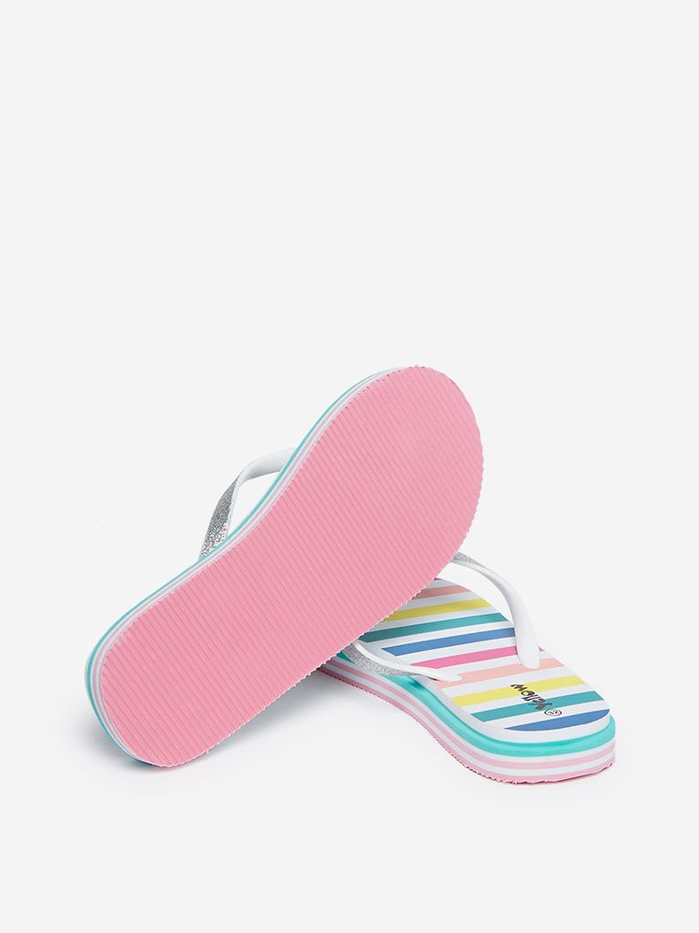 Yellow Kids Multicolour Striped Flip-Flops
