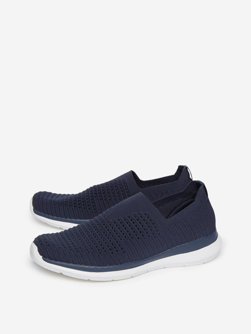 SOLEPLAY Navy Knitted Slip-On Sneakers