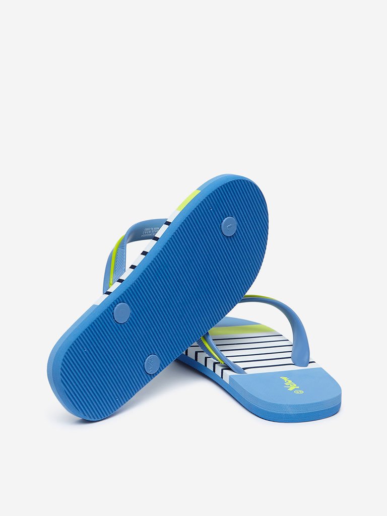 Yellow Blue Striped Flip-Flops