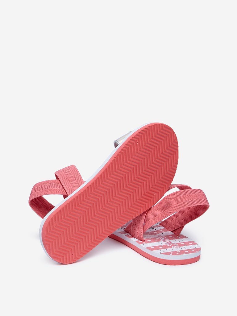 Yellow Pink Heart Print Sandals